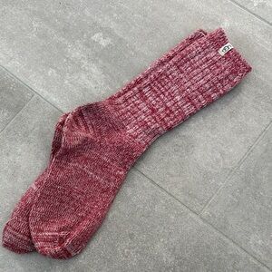 Ugg NEW Rib Knit Slouchy Crew Socks color Cedar/Chestnut/Rubious